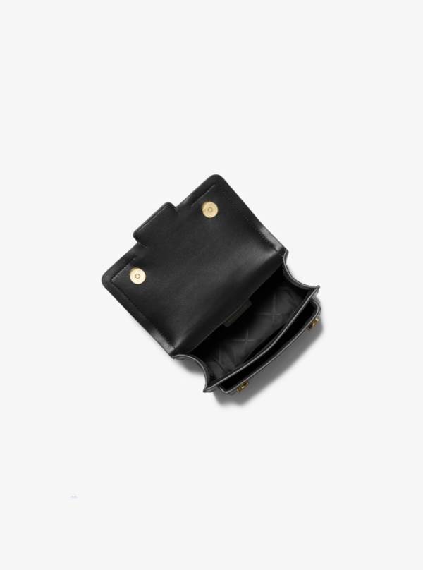 Damske Spojková Taška Michael Kors Heather Extra-Small Leather Čierne - Kabelky Michael Kors Lacne | TERUW-5093